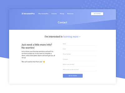 IntranetPro Contact Page by Zachary Wall on Dribbble