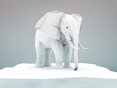 Elephant 3d animal c4d cinema4d elephant low minimal model nature poly render white