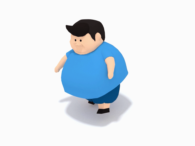Chubby 3d animation chubby cycle fat guy little low poly man render rig walk