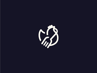 Chick 'n Dip bird brand branding chicken fast food food fork fried icon identity kfc line logo mark rooster symbol wings