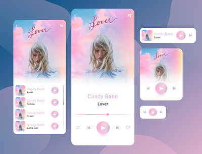 Music player app app design change color design figma mobile music player ui ux web webdesign