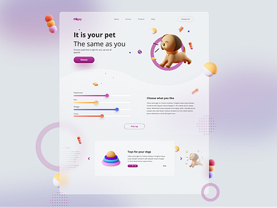 Animal landing page 3d app design design figma glassmorphism landing landing page ui ux web webdesign