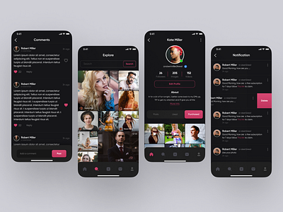 Social App app design design figma social ui userflow ux webdesign