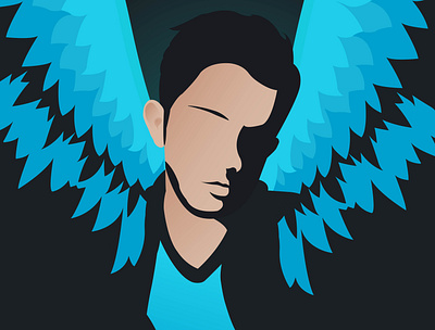 Blue wing atanu sanyal angel atanu black blue boy flat man sanyal wing wings