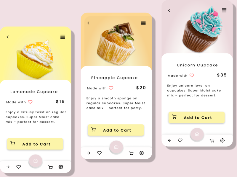CUPCAKE app design by Dayana Joseph on Dribbble