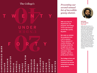 The College Magazine - 20 Under 40 design publication