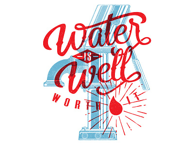 Water Is Well Worth It chairty clean water non profit pump shirt t shirt water well