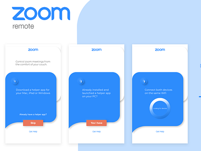 ZOOM remote-control, extension of an existing app app design mobile design mobile ui uiux zoom