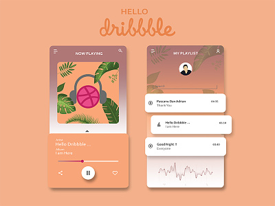 Hello Dribbble... 2018 app dashboard gradient hello dribbble material design music