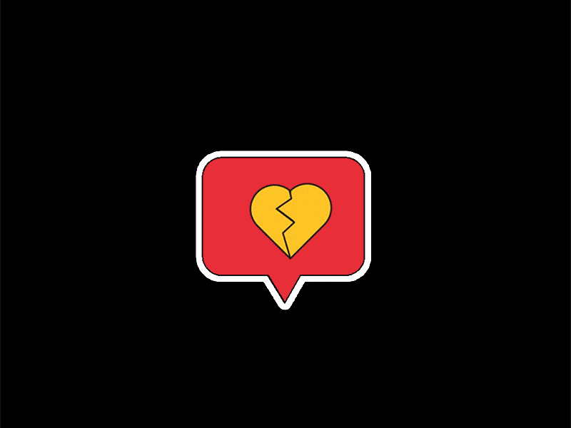 coração partido 2d after effects animation branding emoji heart like loop motion graphics sticker ui ux