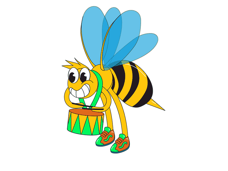 bee abelha 2d abelha after effects animal animation bee character motion graphics music video playing tambor
