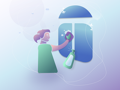 Cleaning illustration | UI cleaning graphic design housekeeping houskeeper illustration lady person ui window
