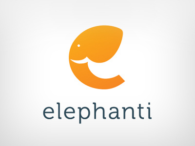 elephant e elephant face logo orange type