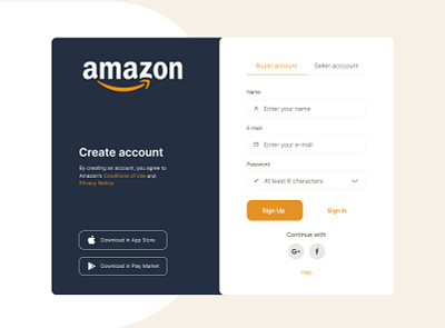 Sign up amazon cute design form log in log up minimalizm name password registration simple sing in sing up ui ux web