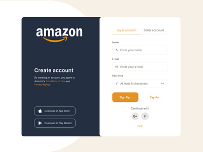 Sign up amazon cute design form log in log up minimalizm name password registration simple sing in sing up ui ux web