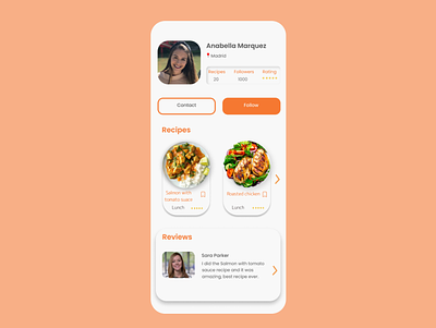 User profile #DailyUI cooking cooking app cookingapp profile profile design profile screen recipes recipesapp userprofile