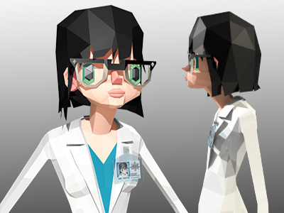 Physics Intern 3d character faceted geek glasses low poly poly science