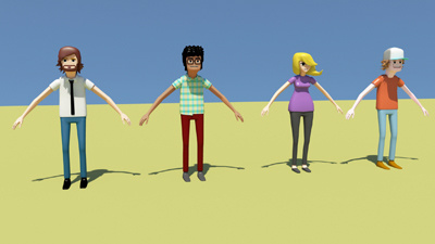 Small Business Characters Tpose 3d animation bind pose characters