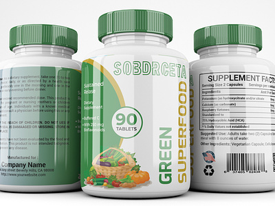 Green Superfood Supplement Label Design bottle design bottle label branding foodproduct label labeldesign labels nutrition label packaging product label supplement label