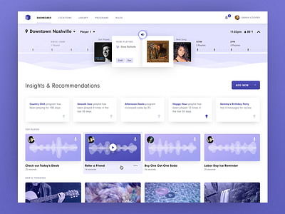 Sound & Marketing dashboard dashboard design purple timeline web app