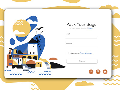 Daily UI 001 - Pack Your Bags dailyui graphic design illustration sign up form ui