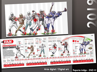 NFL 100 years illustration art infographic sports