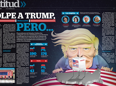 Punch to Trump but ... editorial illustration art vector illustration