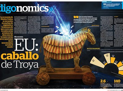 USA: Trojan horse editorial illustration art