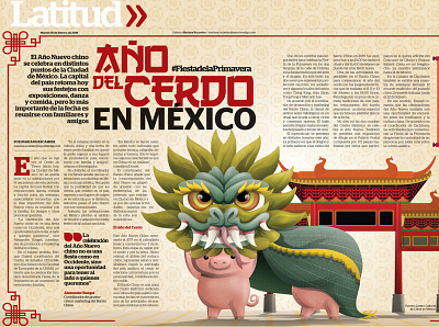 Year of the pig in Mexico editorial illustration art vector illustration