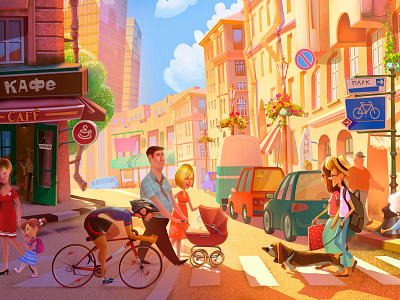 Nice Day bright city character summer