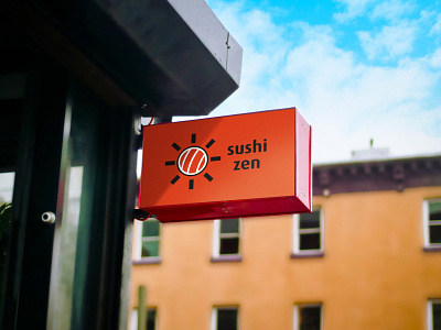 Sushi Zen - Logo Design, a signage mockup branding design graphic design icon logo iconic illustration illustrator logo logo design minimal mockup restaurant logo signage mockup sun sushi sushi restaurant sushi zen