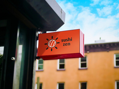 Sushi Zen - Logo Design, a signage mockup