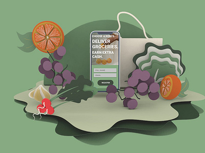 Grocery Delivery App Mockup 3d ilustration illustration mockup mockup design ui design