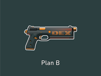 Dex's Plan B cyberpunk cyberpunk2077 design dex flat game gaming gun illustration minimal plan b vector