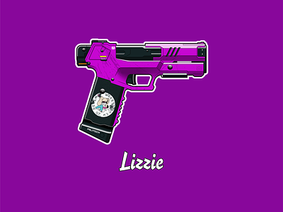 Lizzie's Gun cyberpunk cyberpunk2077 design flat gaming gun illustration lizzie minimal vector