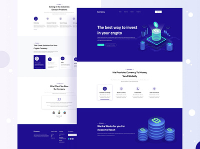 crypto currency Landing Page agency bitcoin business colorful creative agency creative design crypto currency design digital agency digital currency digital payment system dribbble dribbble best shop dribbble digital agency finance investment landing page market marketing agency