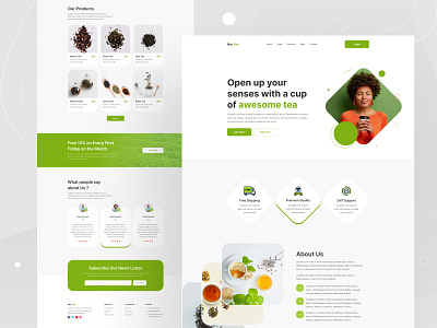 Tea website landing page Design 2021design best ui design best ux design business business website company website landing page tea landing page tea website design trendy design ui design ux desing webdesin website