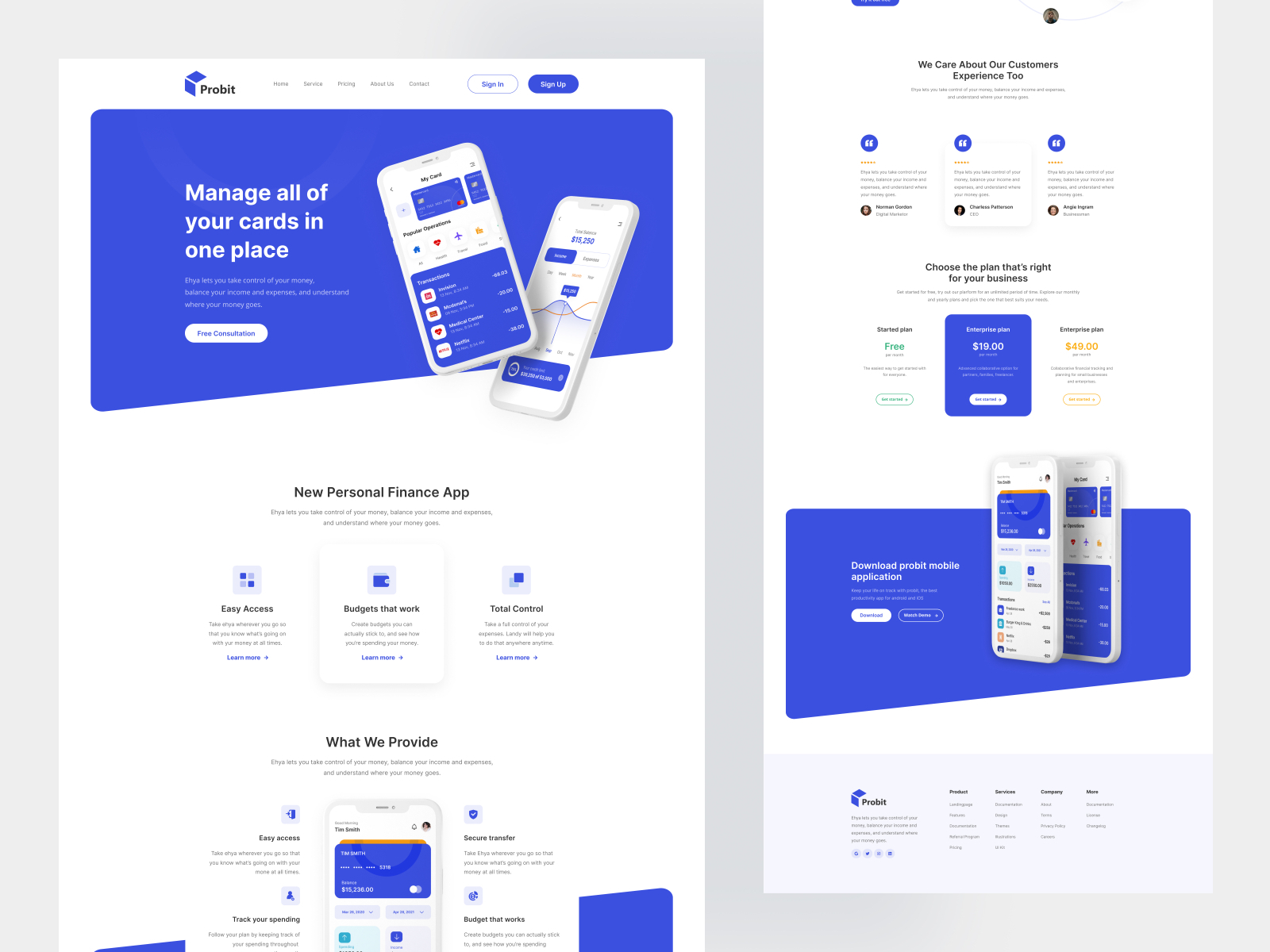 Probit app landing page Design by Awlad Hossain on Dribbble