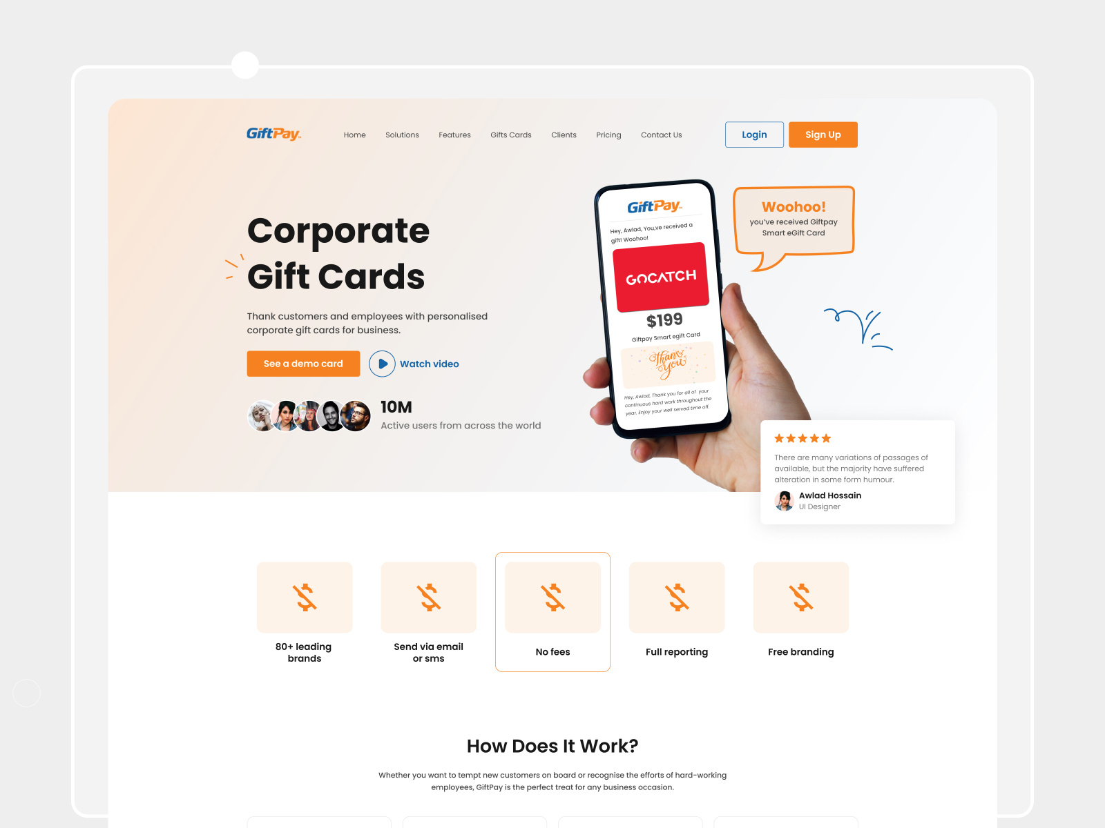 Gift Card site Landing Page Design by Awlad Hossain on Dribbble