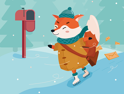 Fox postman adobe illustrator illustration vector