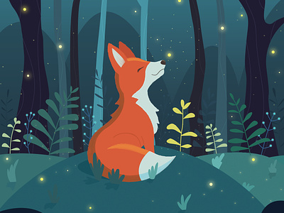 Fox in the forest adobe illustrator fox illustration vector