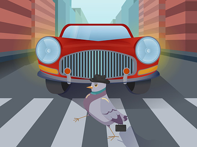 Business bird adobe illustrator bird car illustration vector