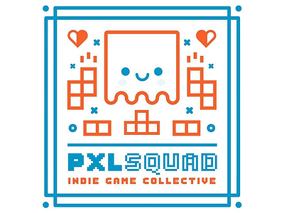 Pxlsquad Logo badge gamedev gamestudio indiwgame lineart logo vector