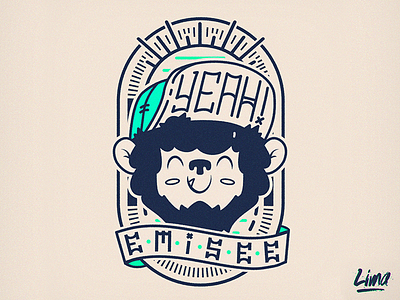 E // Emisee badge character illustrator lineart minimalist vector vectorart