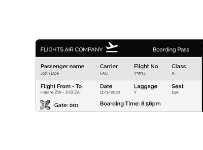 Boarding pass #024 Daily UI dailyui