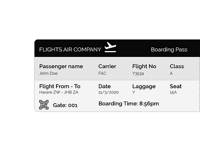 Boarding pass  #024 Daily UI