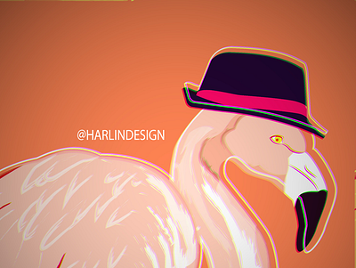 Handsome Flamingo Take a Selfie bird flamingo hat illustration nature picture selfie vector