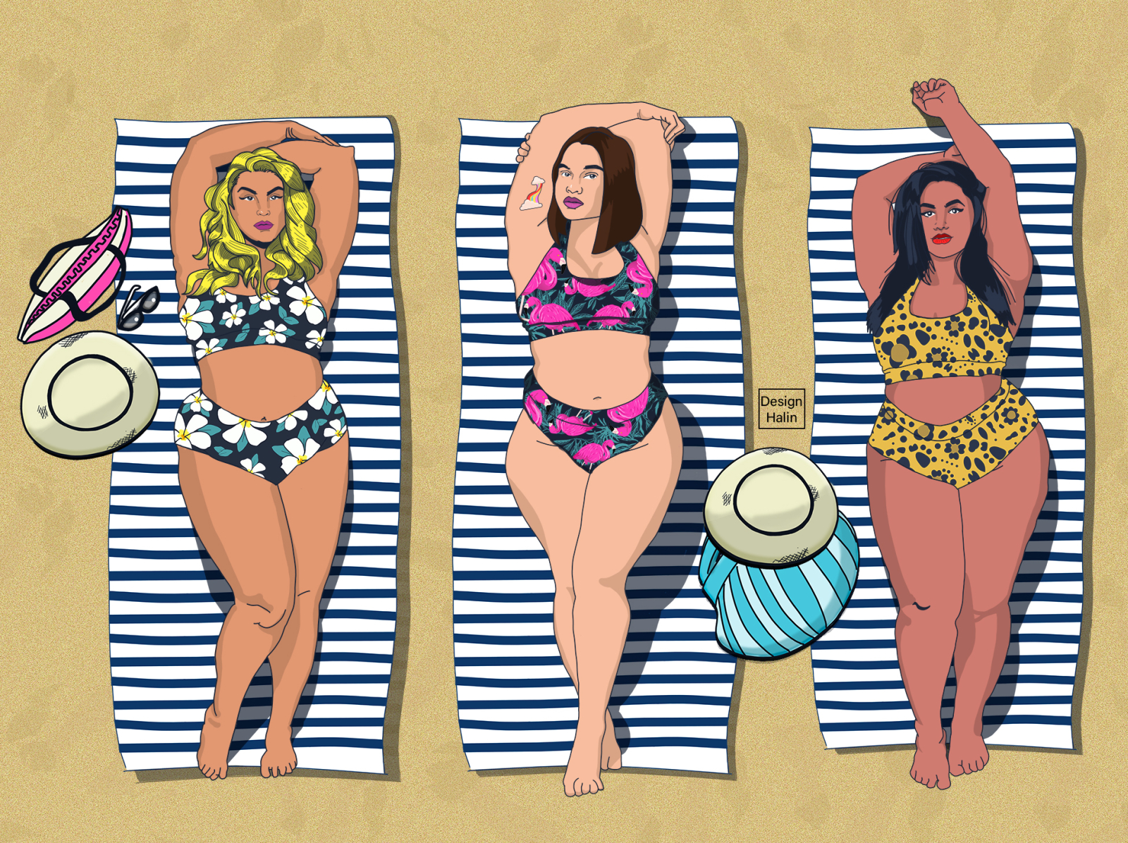 Girls! beach design girl illustration photoshop powergirl sand sui swimwear