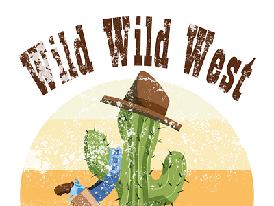 Wild Wild West back to school captus cowboy desert design gun belt hat hot illustration kids sun sunset west wheather wild yellow