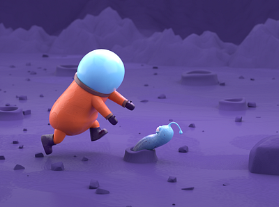 Stylized Character in Blender <3 3d 3d modeling astronaut blender blender3d character illustration mographmentor moon planet rigging worm